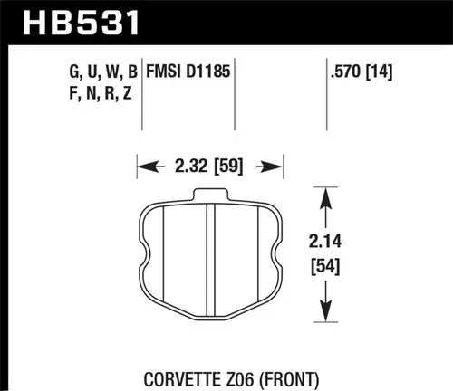 Hawk 2008 Chevrolet Corvette 7.0L 427 Limited Edition Z06 (Incl.Shims Pins) Front ER-1 Brake Pads New Release
