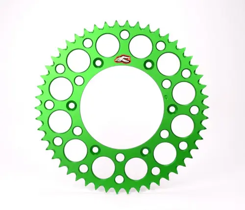 Crafted Renthal 2020 Kawasaki KX 65 Rear Grooved Sprocket - Green 420-46P Teeth