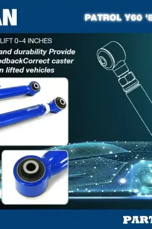 Hard Race Adjustable Rear Upper Arm - Hardened Rubber (Patrol Y60) Certified