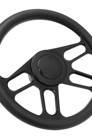 Markdown Proflow Billet 4 Slot Steering Wheel14'' Black Leather Universal Fit Steering Wheel Adaptor Horn Button 2 " Dish Kit