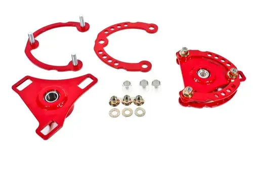 Limited Edition BMR Suspension 15-17 S550 Mustang Caster Camber Plates - Red