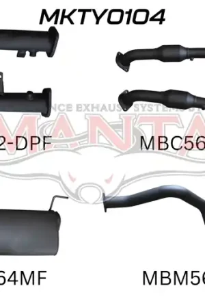Bulk Order Manta Performance 2.5in DPF without Cat Muffler Center & Rear Dump Tip (Landcruiser VDJ200 07+)