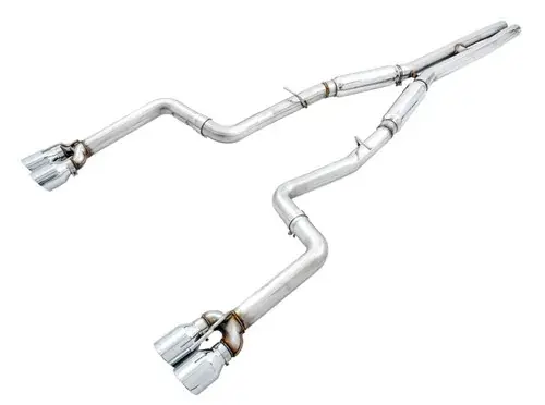 AWE Tuning 2015+ Dodge Challenger 6.4L/6.2L SC Track Edition Exhaust - Quad Chrome Silver Tips Secure Checkout