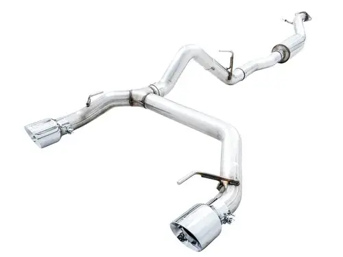Last Chance AWE Tuning 2021+ Ford Bronco 0FG Dual Rear Exit Exhaust w/Chrome Silver Tips & Bash Guard