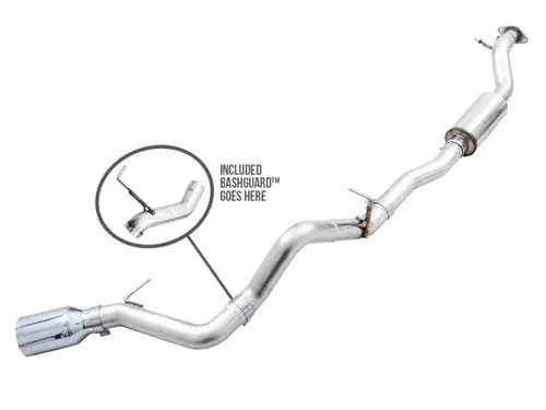 Worldwide Shipping AWE Tuning 2021+ Ford Bronco 0FG Single Rear Exit Exhaust w/Chrome Silver Tip & Bash Guard