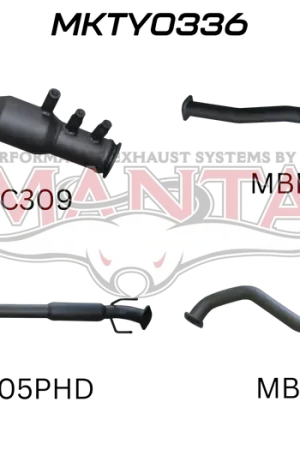 Clearance Manta Performance 3in Turbo Back Hotdog with Cat (Hilux GUN125R 15+)