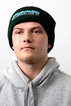 No Minimum Order Superior Engineering Green Beanie with White Outline Logo Each