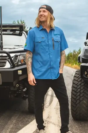 Superior Engineering Mens Short Sleeve Fishing Shirt Blue Each Small Mega Sale