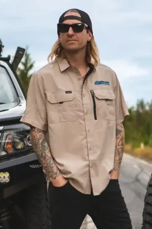 Superior Engineering Mens Short Sleeve Fishing Shirt Sand Each Small Latest