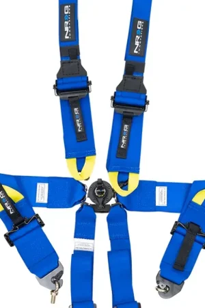 Brand New NRG NRG FIA 6pt 2in. Shoulder Belt for HANS Device/ Rotary Cam Lock Buckle/ 3in. Waist Belt - Blue