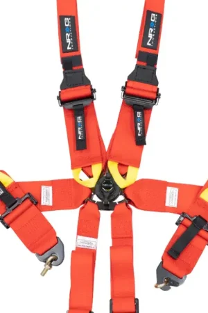 Exclusive NRG NRG FIA 6pt 2in. Shoulder Belt for HANS Device/ Rotary Cam Lock Buckle/ 3in. Waist Belt - Red