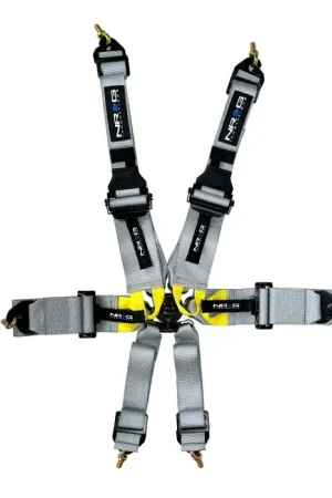 Clearance NRG NRG FIA 6pt 2in. Shoulder Belt for HANS Device/ Rotary Cam Lock Buckle/ 3in. Waist Belt - Silver